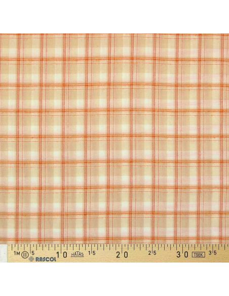 Tela de franela tartán escocés - Beige con rayas naranjas