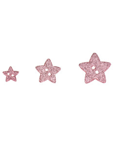 Botón de 2 agujeros con forma de estrella y purpurina - Rosa