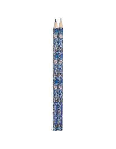 Tiza de crayón negro y blanco - Colección flores azules