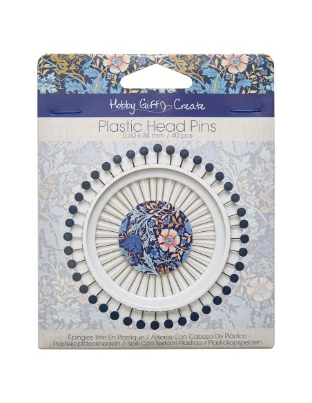 Disco de 40 alfileres con cabeza de plástico - Colección flores azules