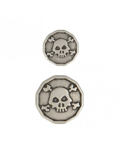 Botón de metal con calavera - Plata
