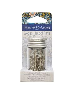 Tubo de vidrio con 95 alfileres de cabeza de vidrio - Colección flores azules