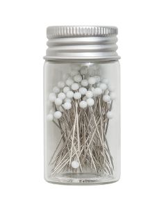 Tubo de vidrio con 95 alfileres de cabeza de vidrio - Colección flores azules 2
