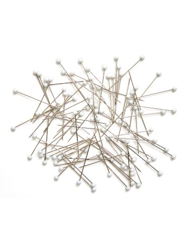 Tubo de vidrio con 95 alfileres de cabeza de vidrio - Colección flores azules