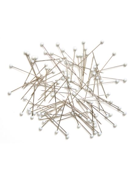 Tubo de vidrio con 95 alfileres de cabeza de vidrio - Colección flores azules
