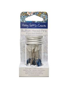 Tubo de vidrio con 30 alfileres de cabeza de plástico - Colección flores azules