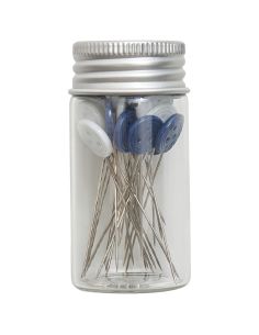 Tubo de vidrio con 30 alfileres de cabeza de plástico - Colección flores azules 2