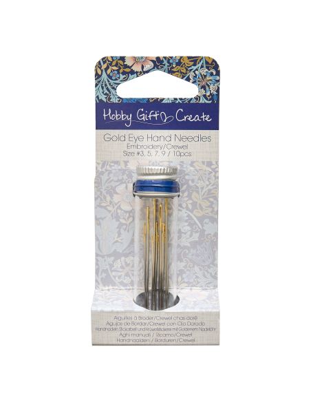 Tubo de vidrio con 10 agujas de bordar 3-9 - Colección flores azules