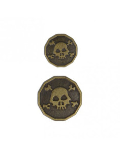 Botón de metal con cabeza de calavera - Bronce