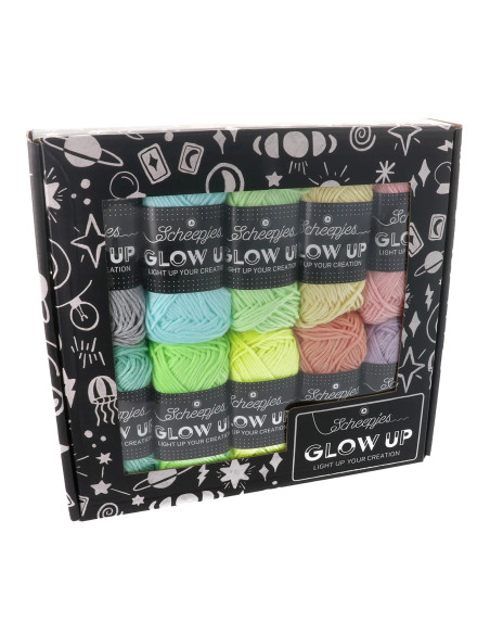 Caja de 10 hilos fosforescentes Scheepjes Glow Up