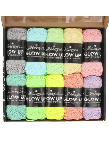Caja de 10 hilos fosforescentes Scheepjes Glow Up