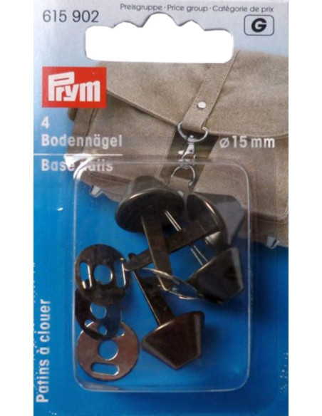 Juego de 4 patas para bolsas de 15 mm - Plata antigua