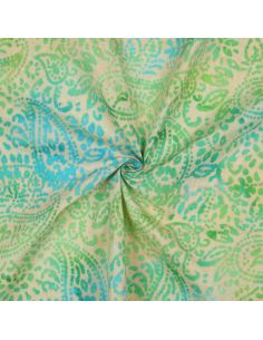 Tejido de viscosa batik Kaona - Verde y azul