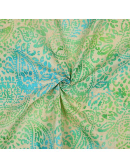 Tejido de viscosa batik Kaona - Verde y azul