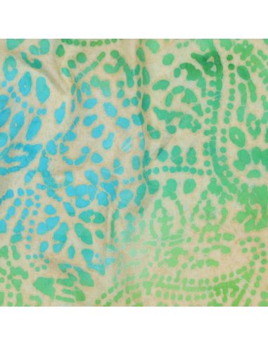 Tejido de viscosa batik Kaona - Verde y azul