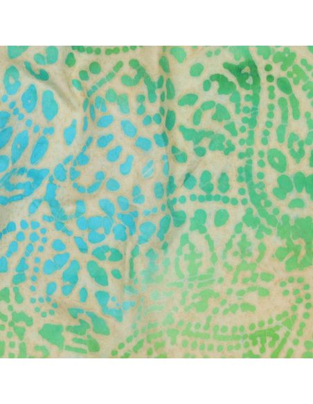 Tejido de viscosa batik Kaona - Verde y azul