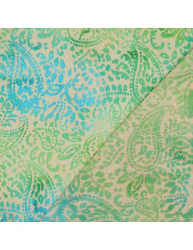 Tejido de viscosa batik Kaona - Verde y azul