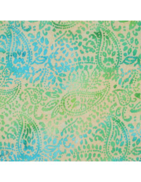 Tejido de viscosa batik Kaona - Verde y azul