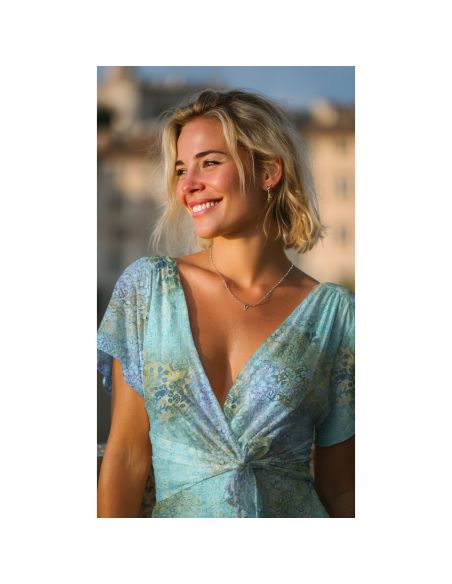 Tejido de viscosa batik Talia - Turquesa