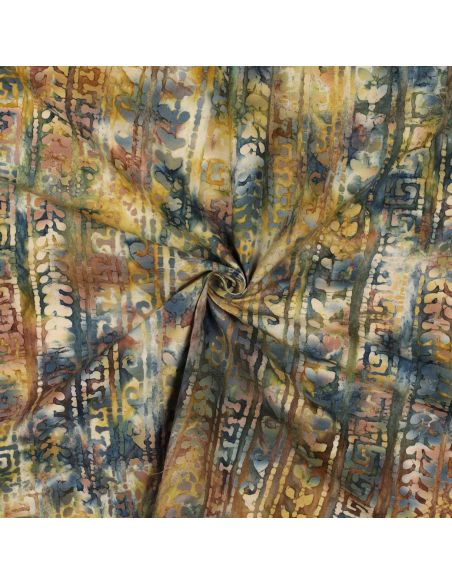 Tejido de algodón batik Aora - Azul y verde