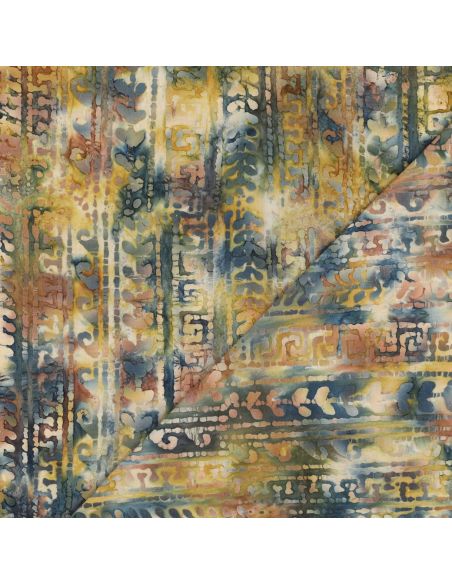 Tejido de algodón batik Aora - Azul y verde