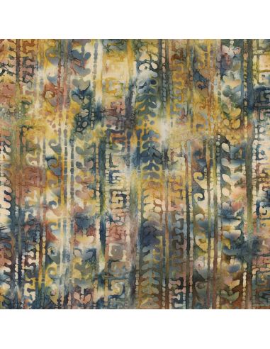 Tejido de algodón batik Aora - Azul y verde