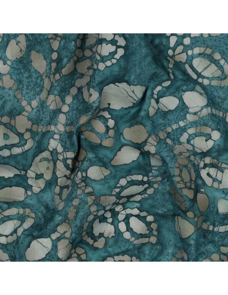 Tejido de algodón batik Méline - Azul petróleo