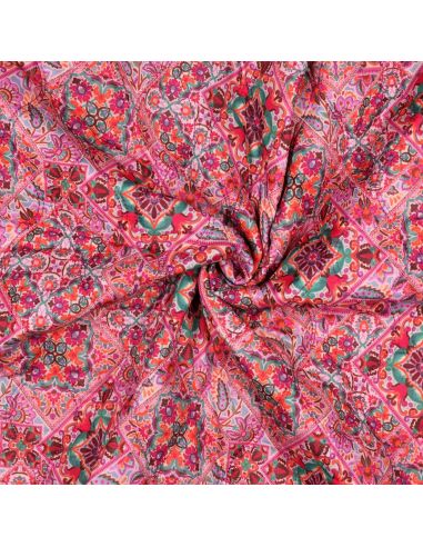 Tejido acolchado de voile de algodón patchwork - Rosa
