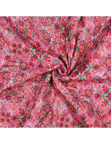 Tejido acolchado de voile de algodón patchwork - Rosa
