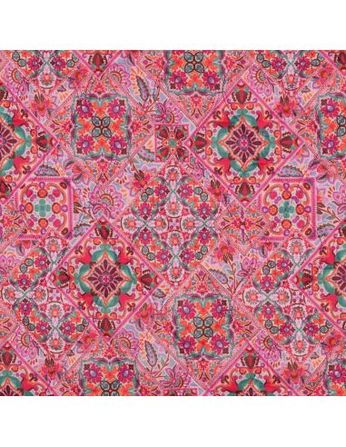 Tejido acolchado de voile de algodón patchwork - Rosa