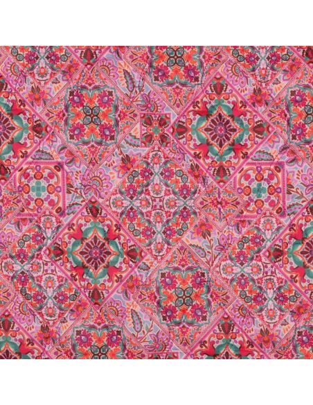 Tejido acolchado de voile de algodón patchwork - Rosa