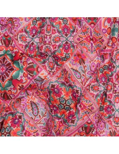 Tejido acolchado de voile de algodón patchwork - Rosa