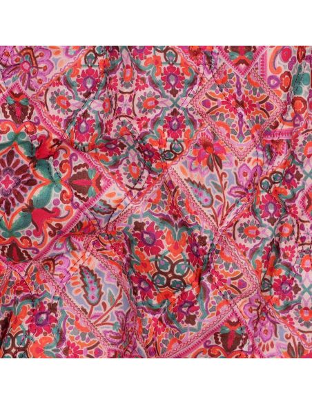 Tejido acolchado de voile de algodón patchwork - Rosa