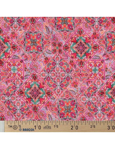 Tejido acolchado de voile de algodón patchwork - Rosa