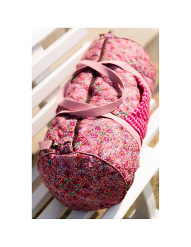 Tejido acolchado de voile de algodón patchwork - Rosa