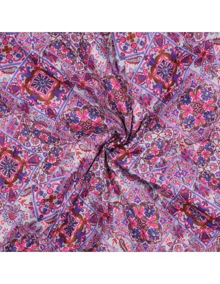 Tejido acolchado de voile de algodón patchwork - Azul