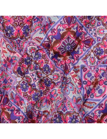 Tejido acolchado de voile de algodón patchwork - Azul