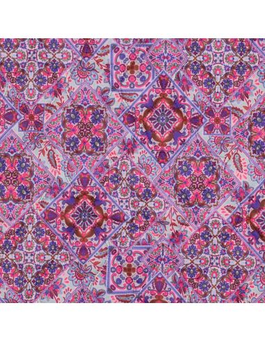 Tejido acolchado de voile de algodón patchwork - Azul
