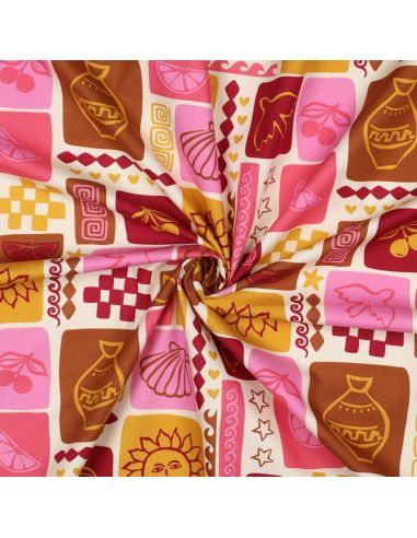 Tejido de popelina de algodón patchwork de verano - Blanco roto