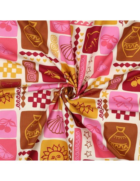 Tejido de popelina de algodón patchwork de verano - Blanco roto