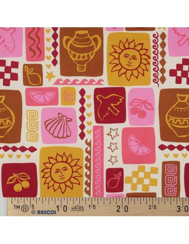 Tejido de popelina de algodón patchwork de verano - Blanco roto