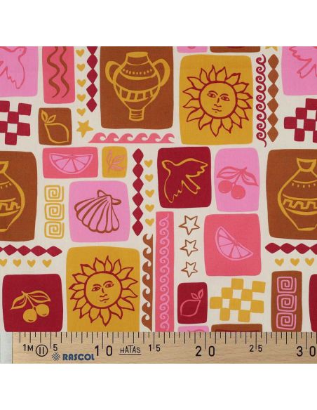 Tejido de popelina de algodón patchwork de verano - Blanco roto