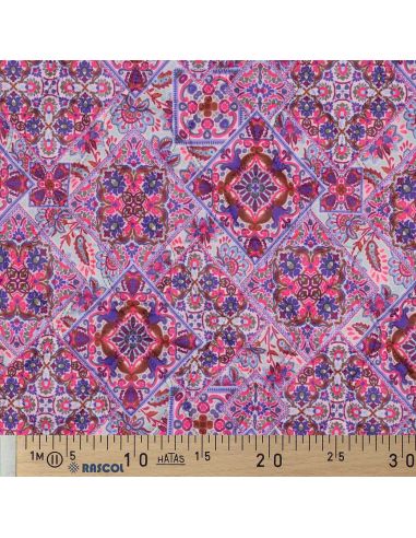 Tejido acolchado de voile de algodón patchwork - Azul
