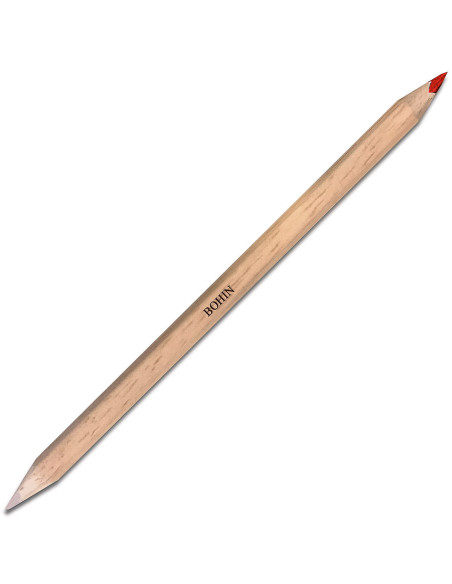 Lápiz de tiza para telas bicolor Bohin - Blanco y rojo