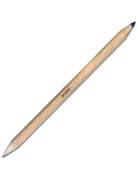 Lápiz de tiza para telas bicolor Bohin - Blanco y azul