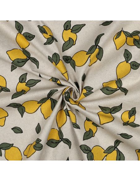 Tela de lona impermeable con aspecto de lino - Limones