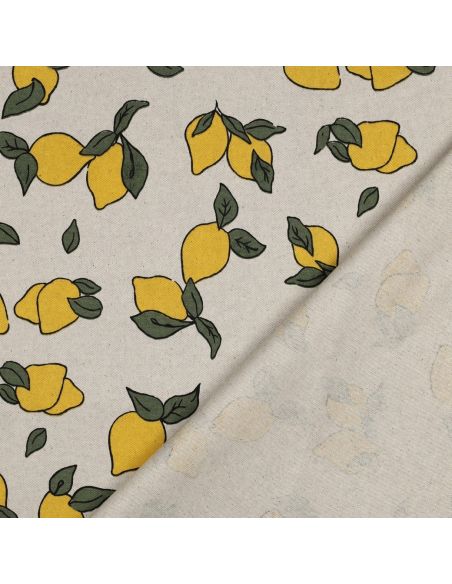 Tela de lona impermeable con aspecto de lino - Limones