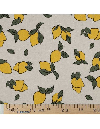 Tela de lona impermeable con aspecto de lino - Limones