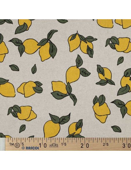 Tela de lona impermeable con aspecto de lino - Limones