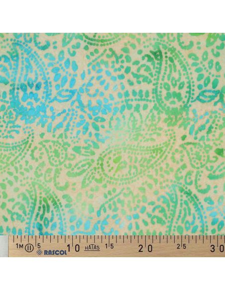 Tejido de viscosa batik Kaona - Verde y azul